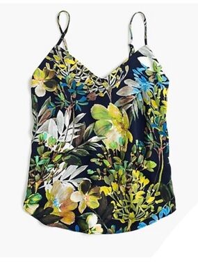 J. Crew Navy Watercolor Floral V-Neck Adjustable Camisole